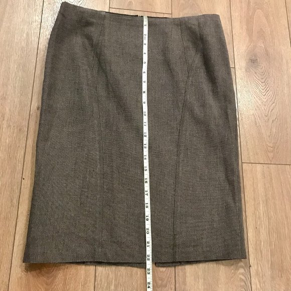 Vintage Wool-Blend Heather Brown Seamed Pencil Skirt - Size 4 - Picture 7 of 12